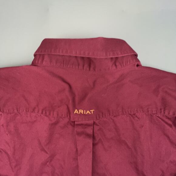 Ariat Burgundy Button Down Shirt 2XL Western Fit Long Sleeve Work Outdoors - Picture 5 of 7